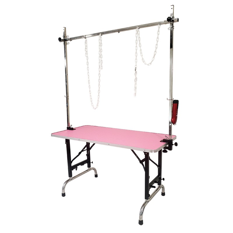TABLE PLIANTE BOIS 120x60 cm - Hauteur réglable - ROSE -M123BR-AGC-CREATION